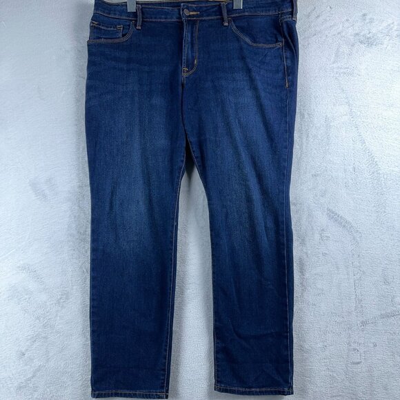 Old Navy Power Slim Straight Jeans Mid Rise Stretch Womens Blue Size 16 Short - Picture 1 of 12